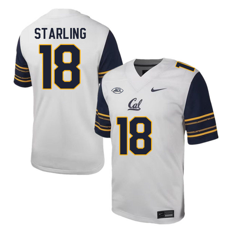 California Golden Bears #18 Mason Starling ACC Conference College Football Jerseys Stitched Sale-White